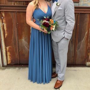 Steel blue bridesmaid dress